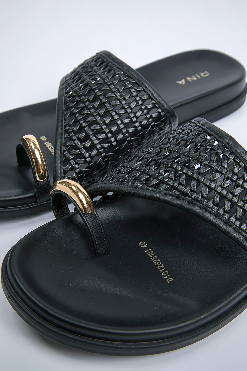 صندل فلات بحزام منسوج