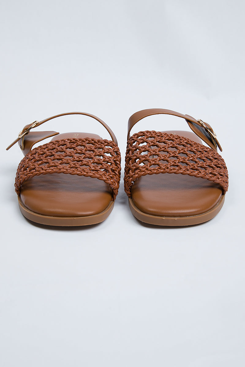 Woven Strap Flat Slides