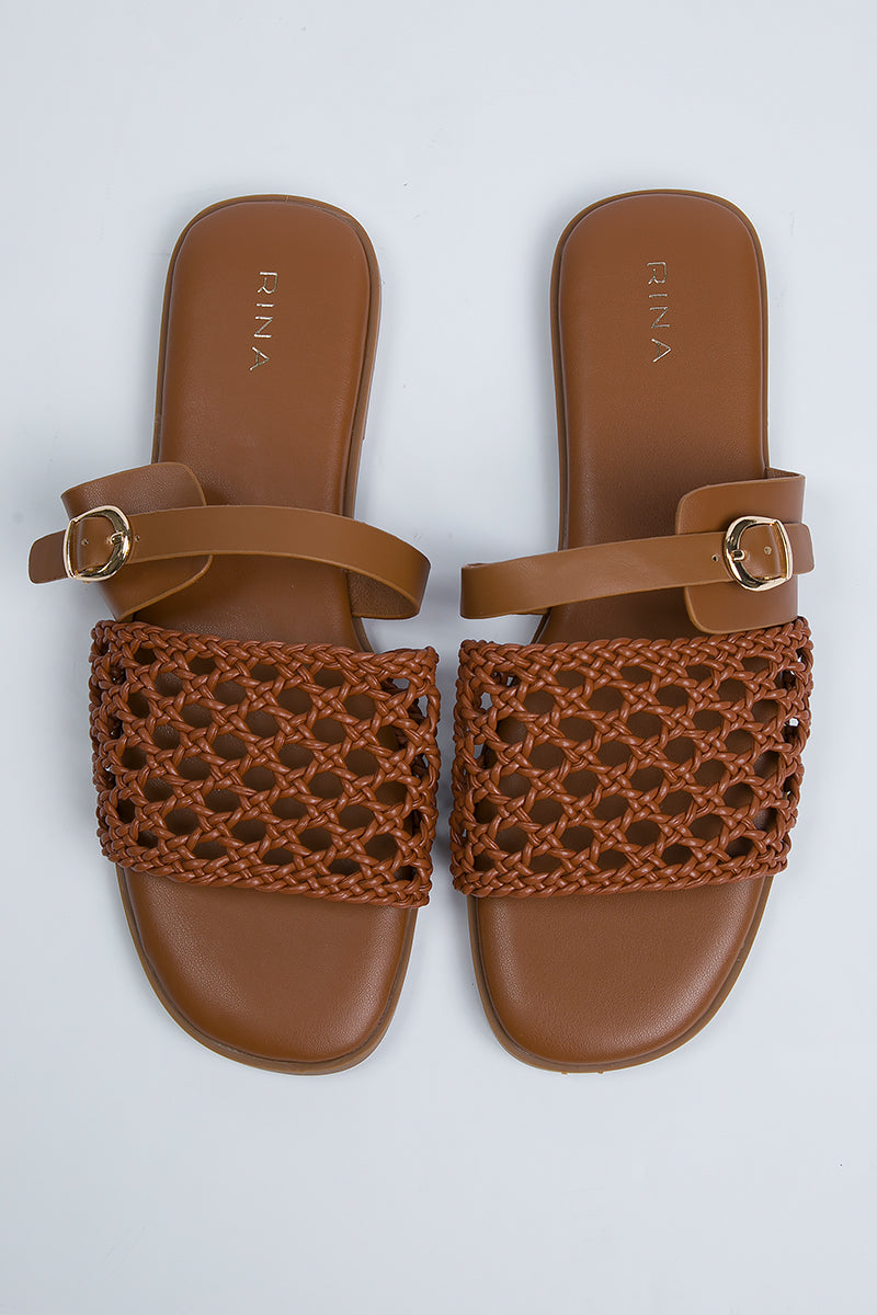Woven Strap Flat Slides