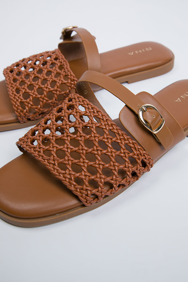 Woven Strap Flat Slides