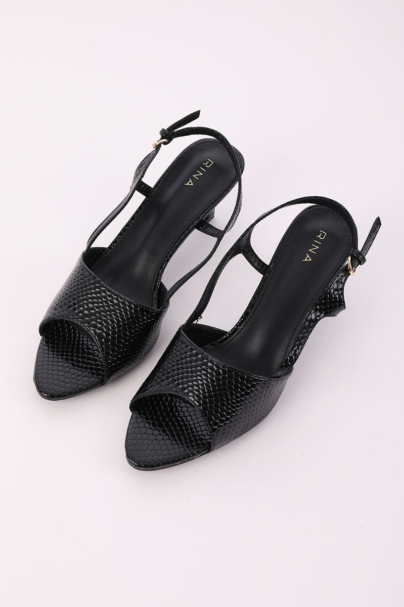 Textured Slingback Heel Sandals