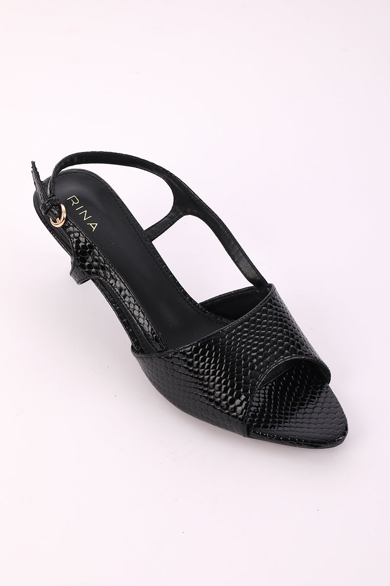 Textured Slingback Heel Sandals