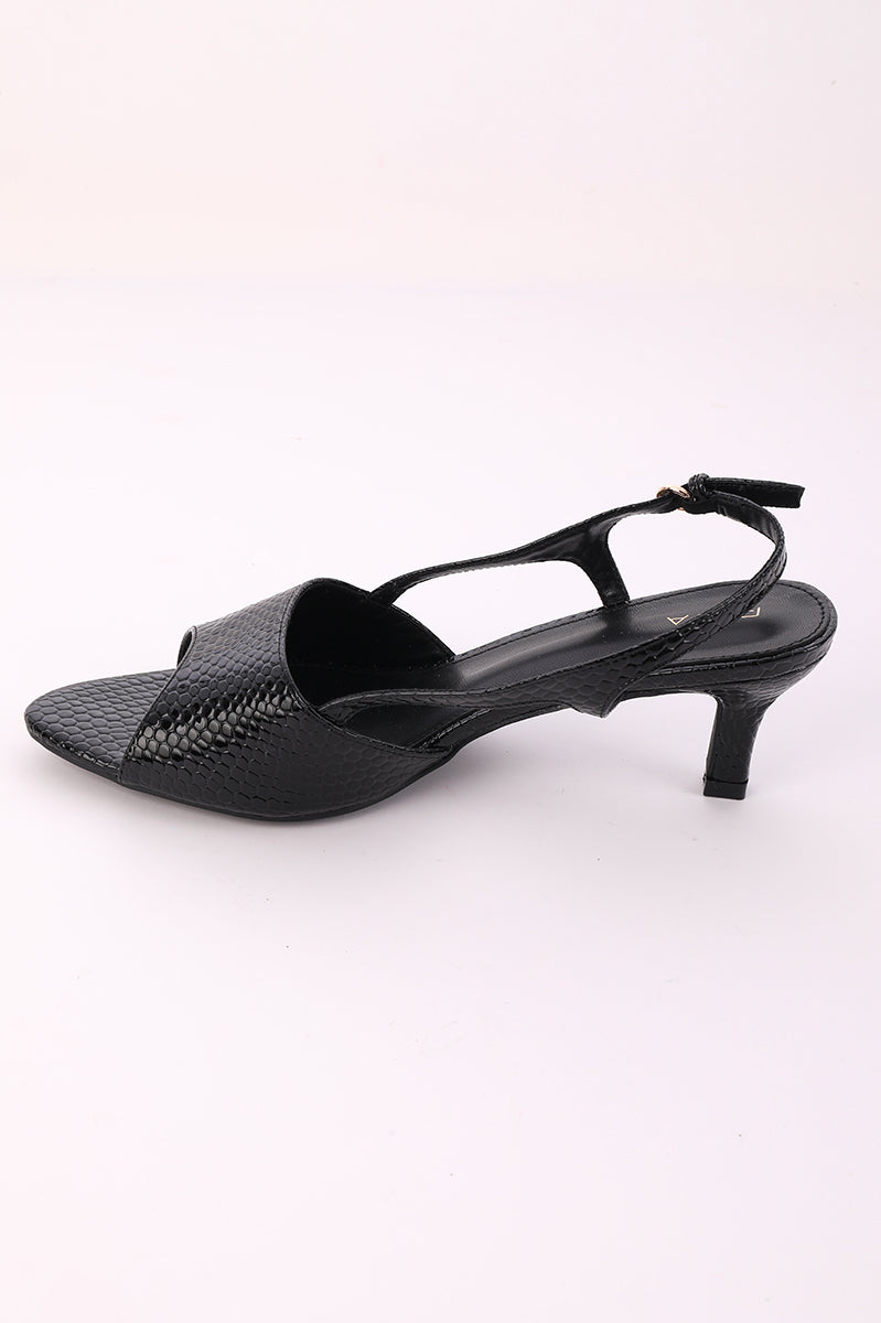 Textured Slingback Heel Sandals