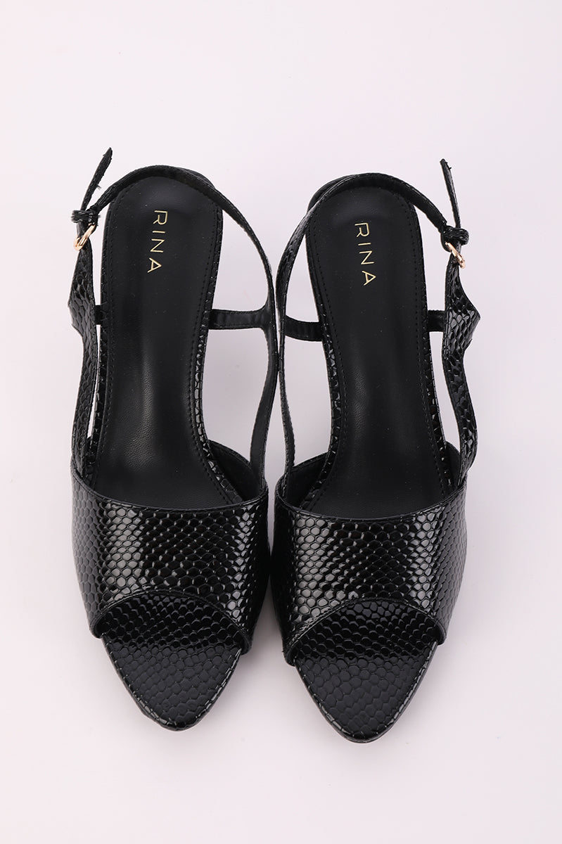 Textured Slingback Heel Sandals