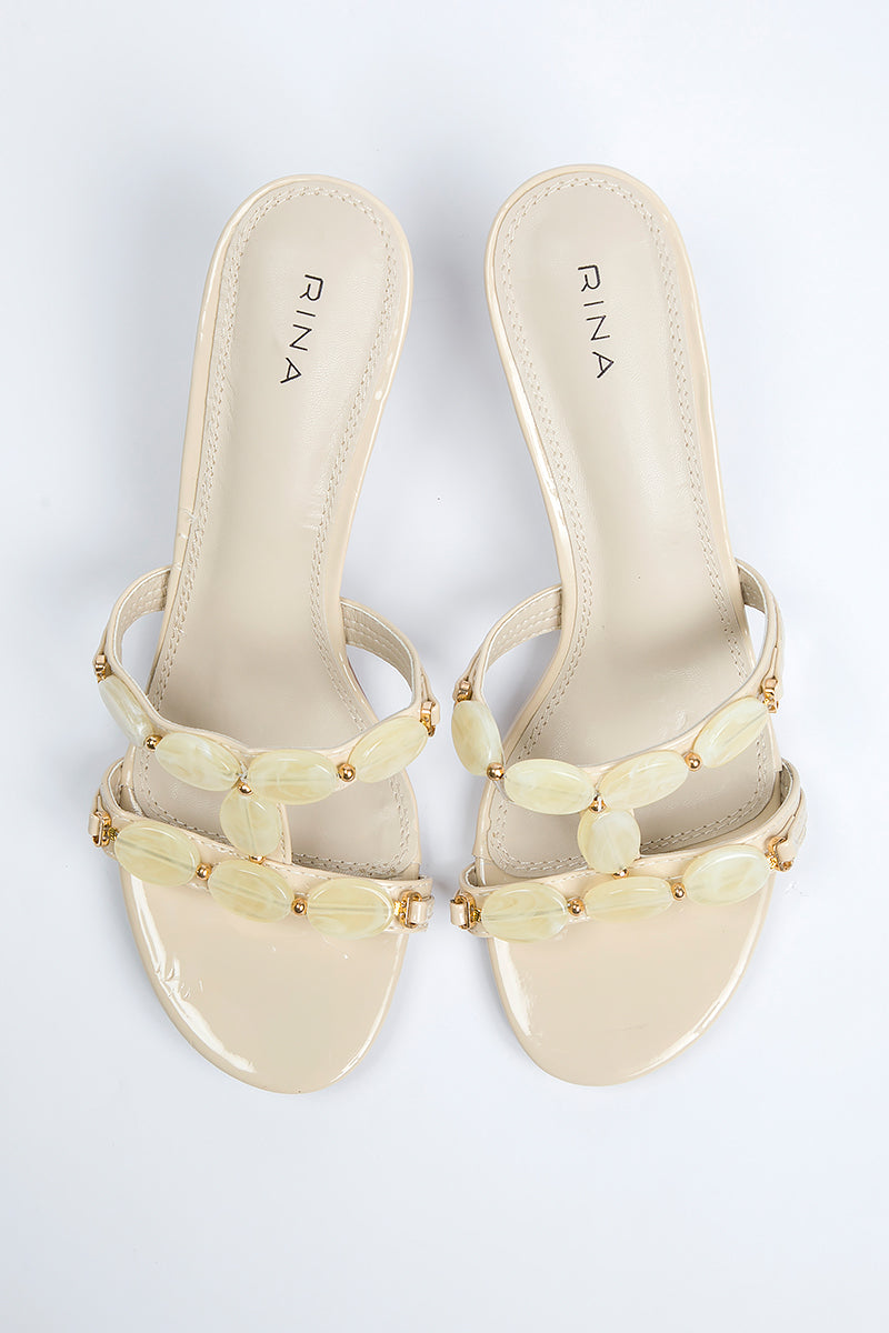 صندل كعب بسيور مزينة