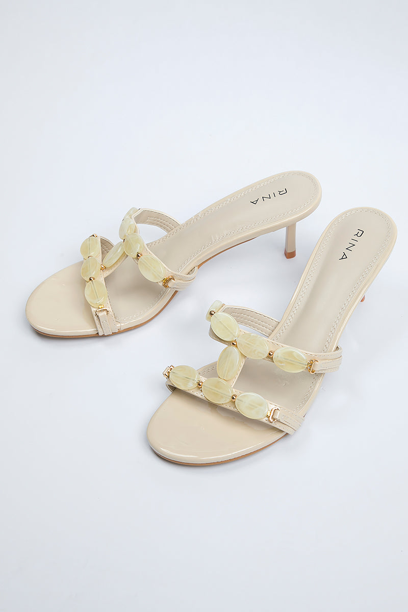 صندل كعب بسيور مزينة