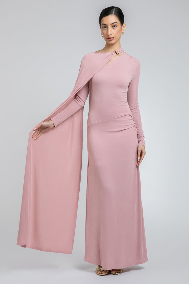 فستان سهرة بتصميم طبقة منسدلة