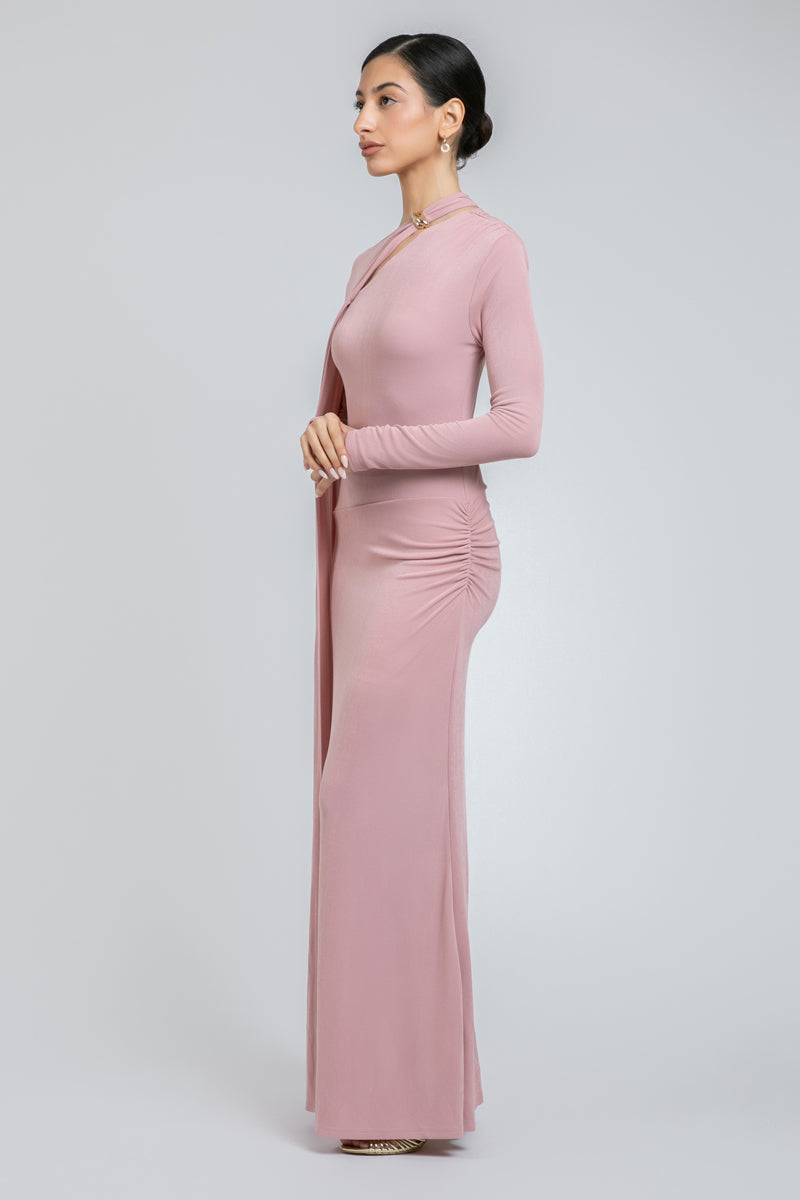 فستان سهرة بتصميم طبقة منسدلة