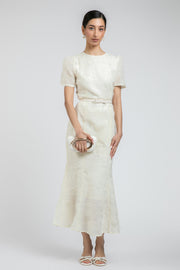 فستان ميدي بنسيج بارز