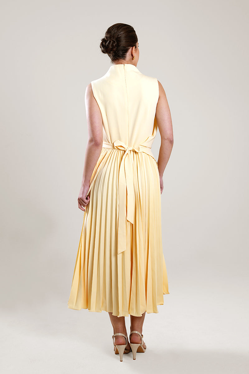 Pleated Midi Dress with Wrap Detail