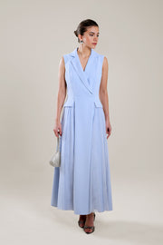 فستان ماكسي بتفاصيل كسرات