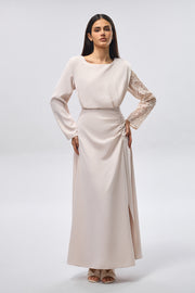Maxi Dress with Lace Sleeve Detail