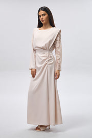 Maxi Dress with Lace Sleeve Detail