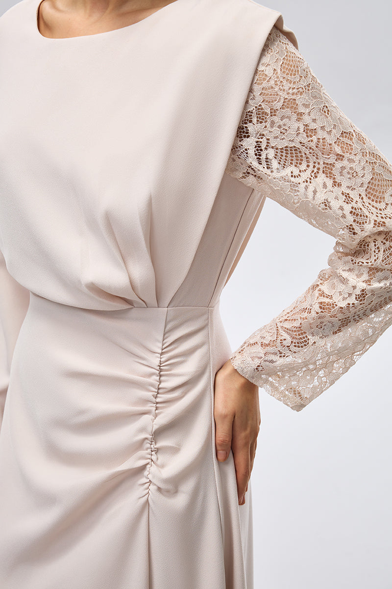 Maxi Dress with Lace Sleeve Detail