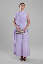 فستان سهرة منسدل مع رداء جانبي