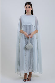 Cape Overlay Embellished Maxi Dress