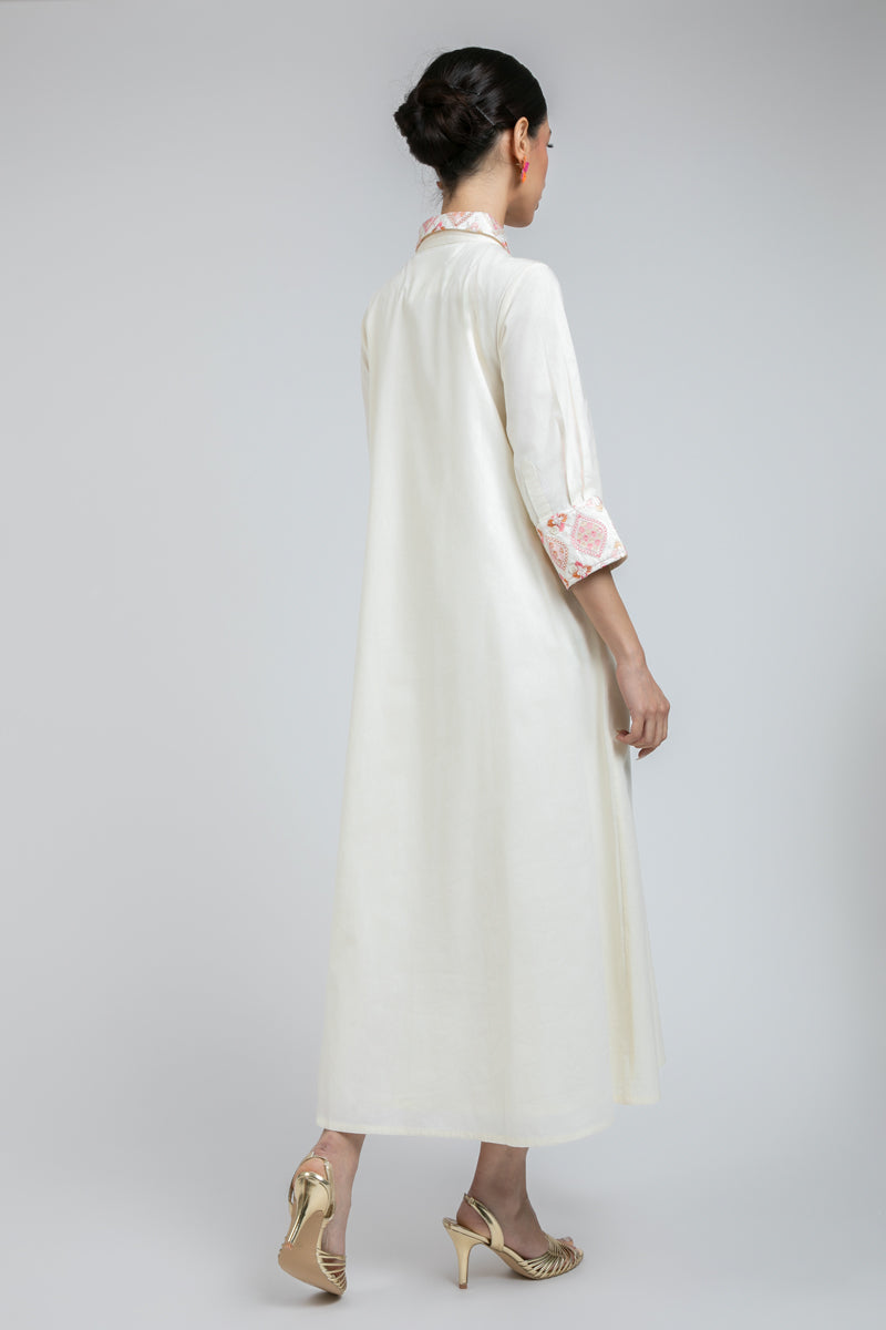 Collared Button Front Midi Dress