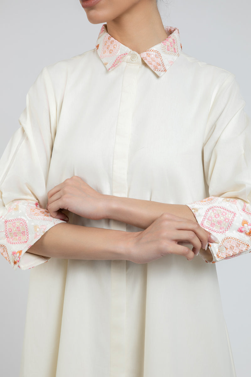 Collared Button Front Midi Dress