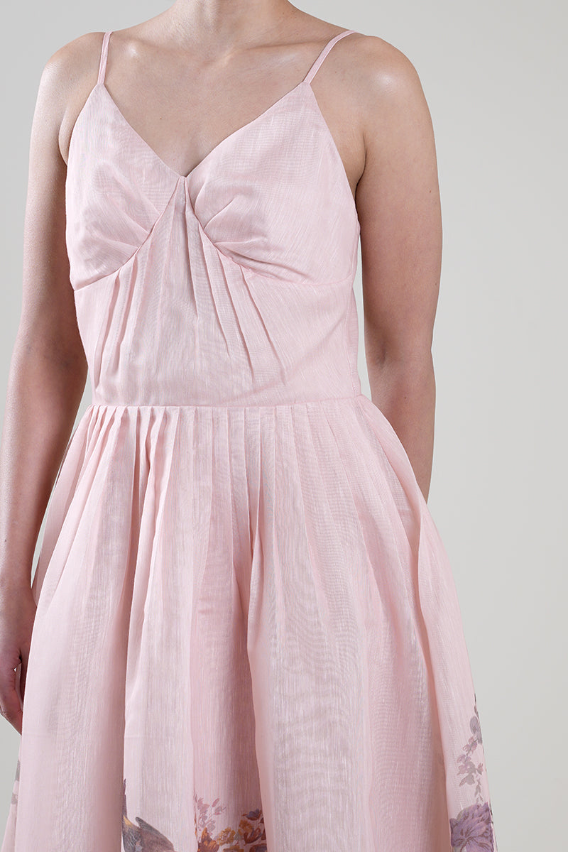 Spaghetti Strap Pleated Midi Dress