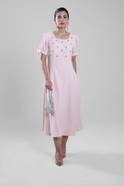 Embellished Puff Sleeve Midi Dress