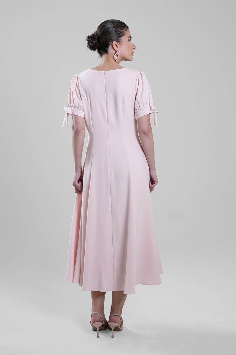 Embellished Puff Sleeve Midi Dress