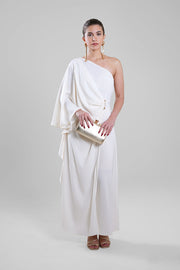 فستان ماكسي بكتف واحد وتفصيل منسدل