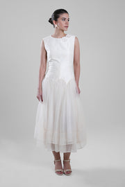 Midi Dress with Layered Tulle Skirt