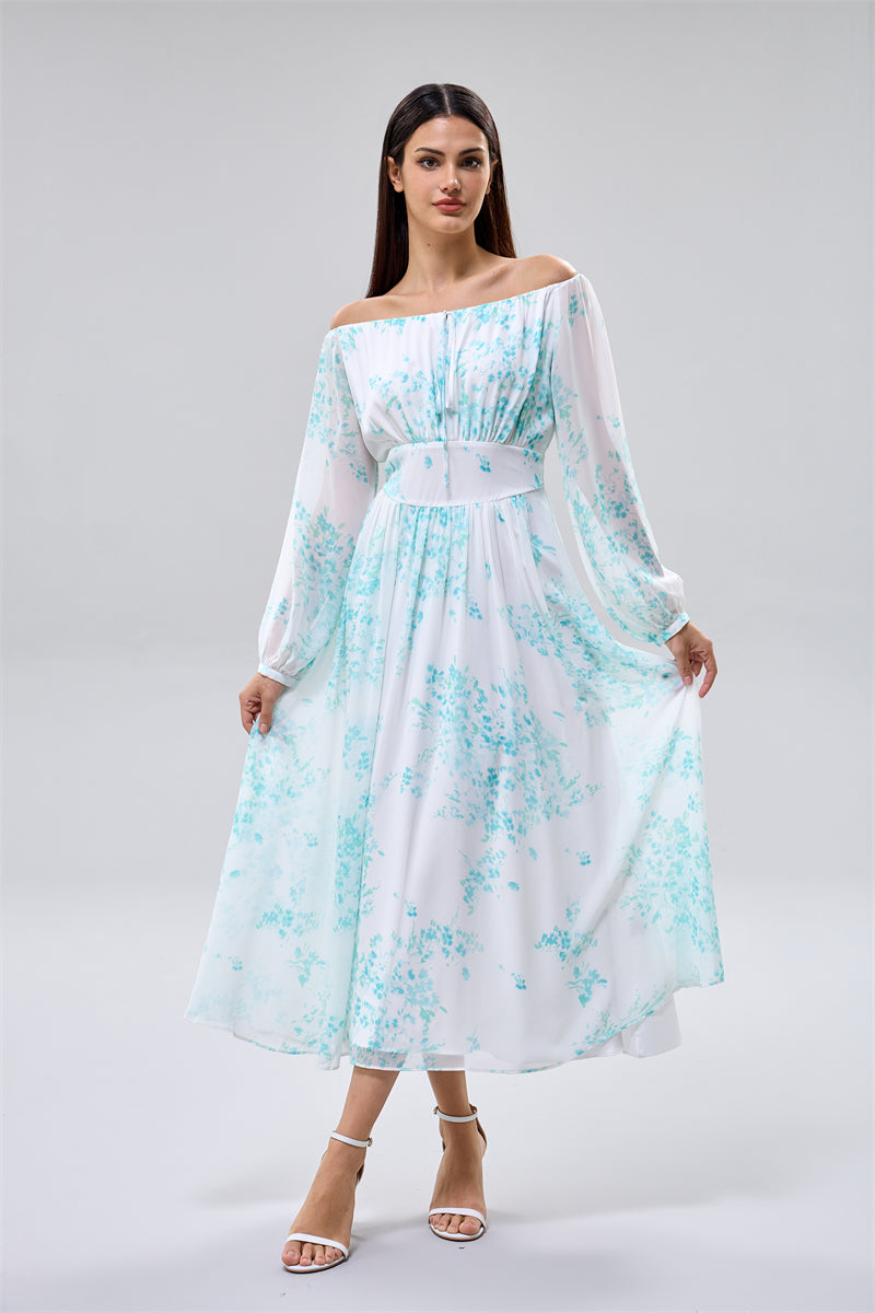 فستان مورد بقصة كتف مكشوف