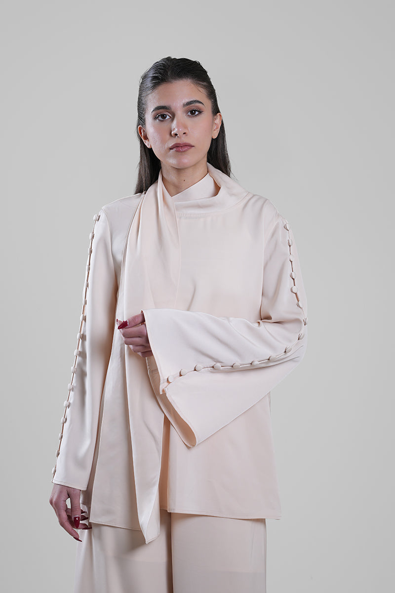 Flowy Blouse with Buttoned Sleeve