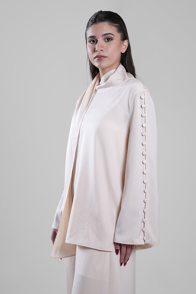 Flowy Blouse with Buttoned Sleeve