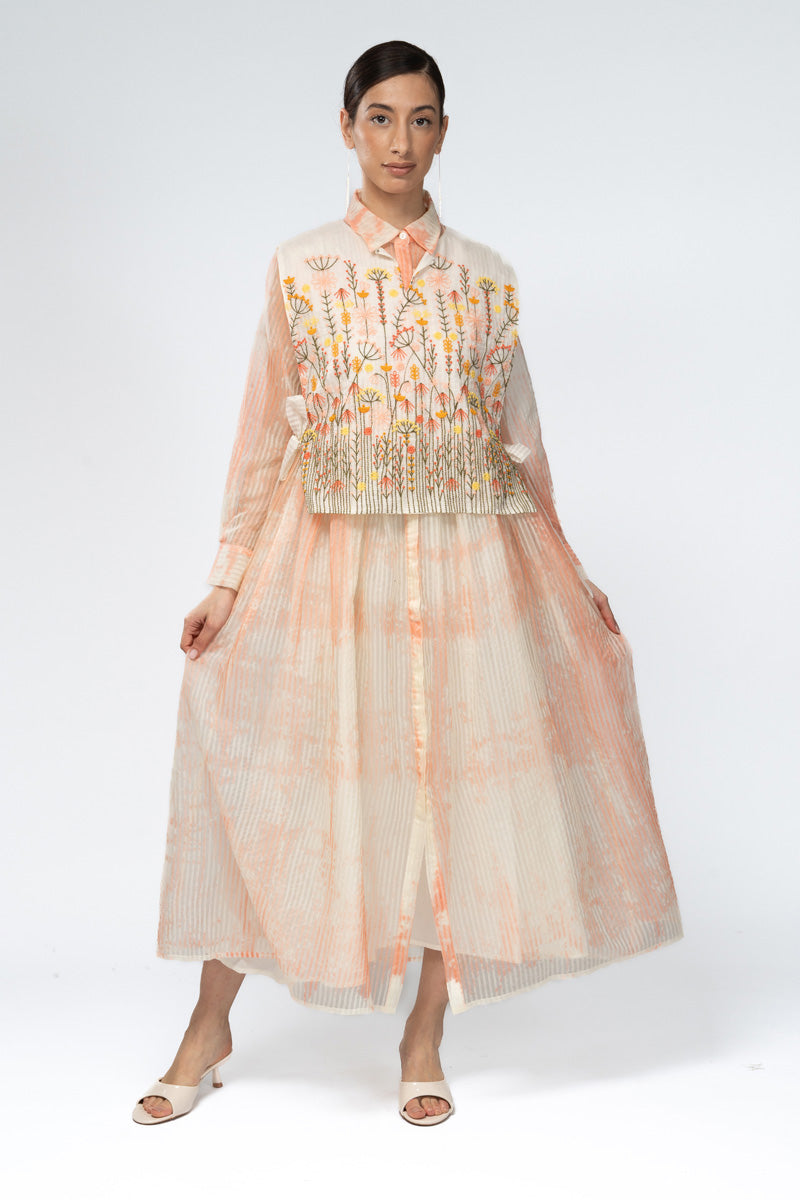 Embroidered Layered Shirt Dress