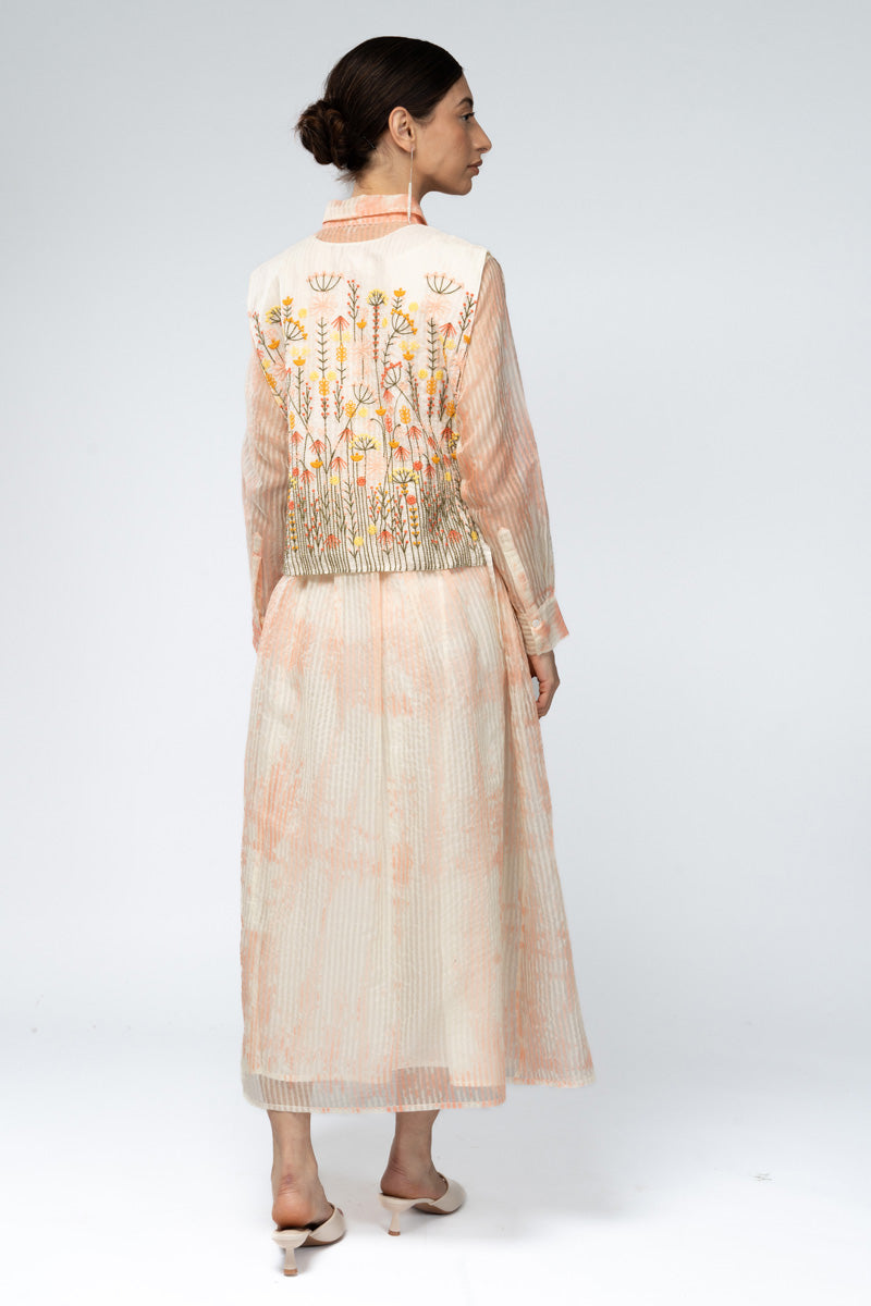 Embroidered Layered Shirt Dress