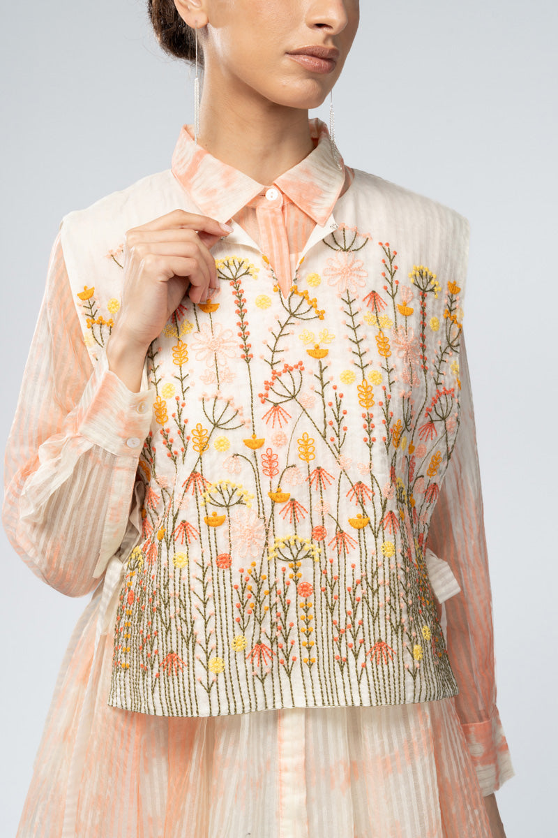 Embroidered Layered Shirt Dress