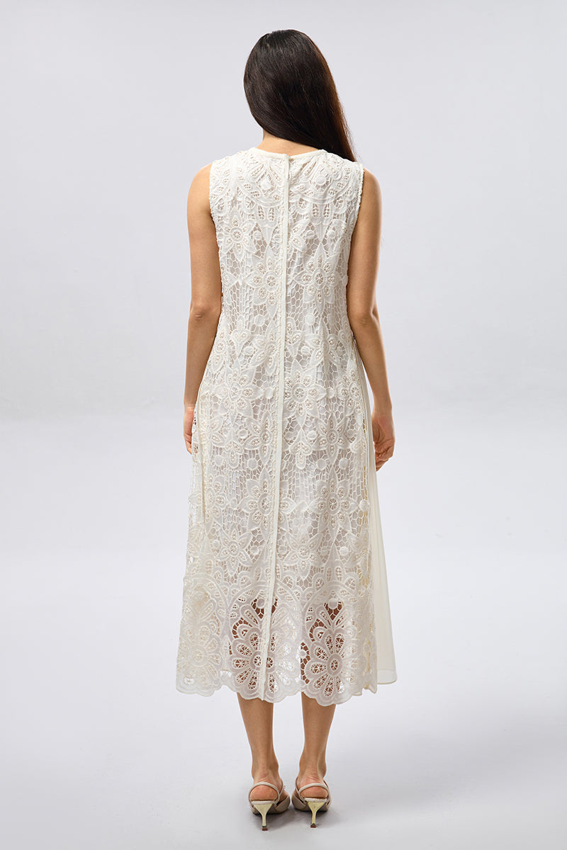 Sleeveless Lace Midi Dress