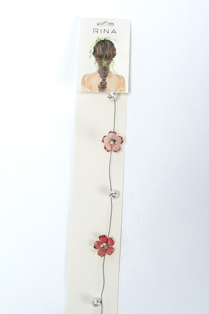 سلسلة شعر بزهور وردية