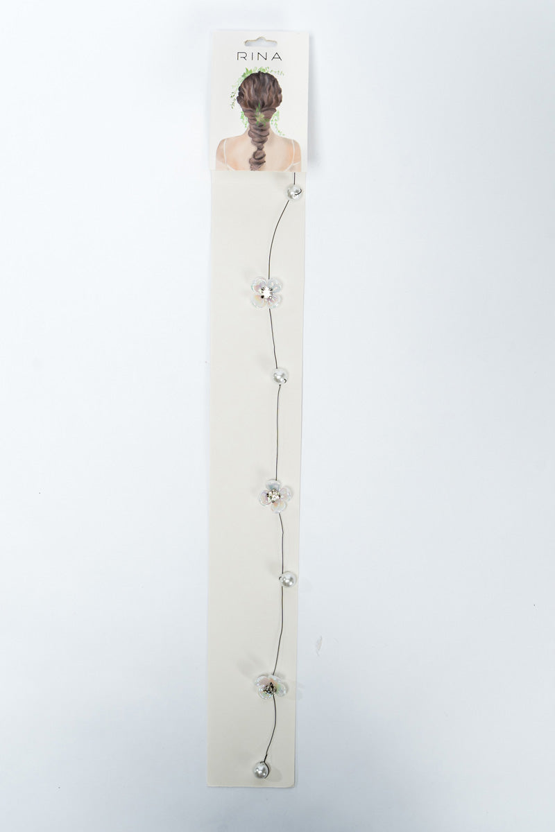 سلسة شعر مزينة باللؤلؤ والورود