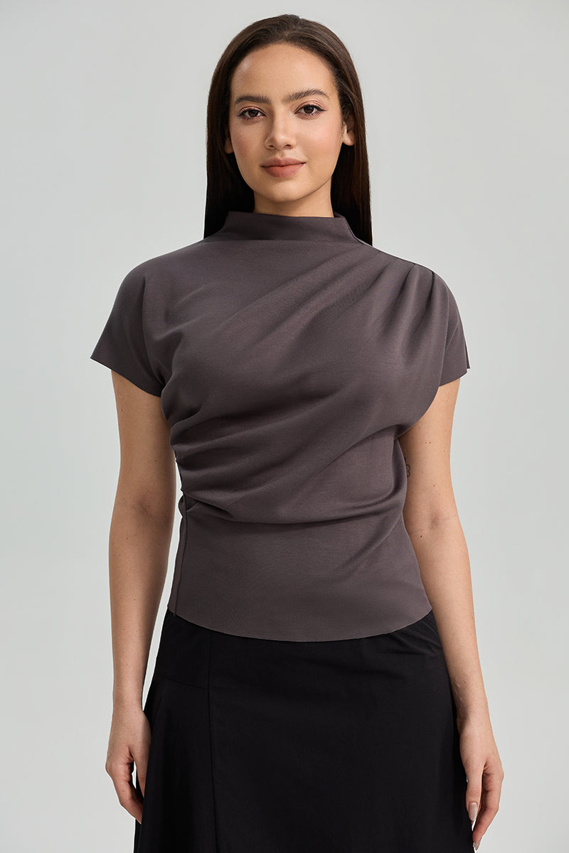 Draped Mock Neck Top