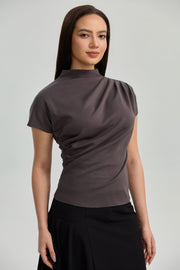 Draped Mock Neck Top