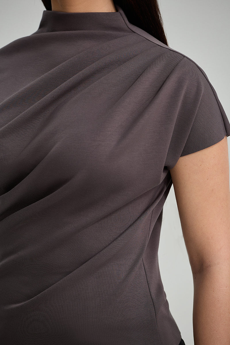 Draped Mock Neck Top