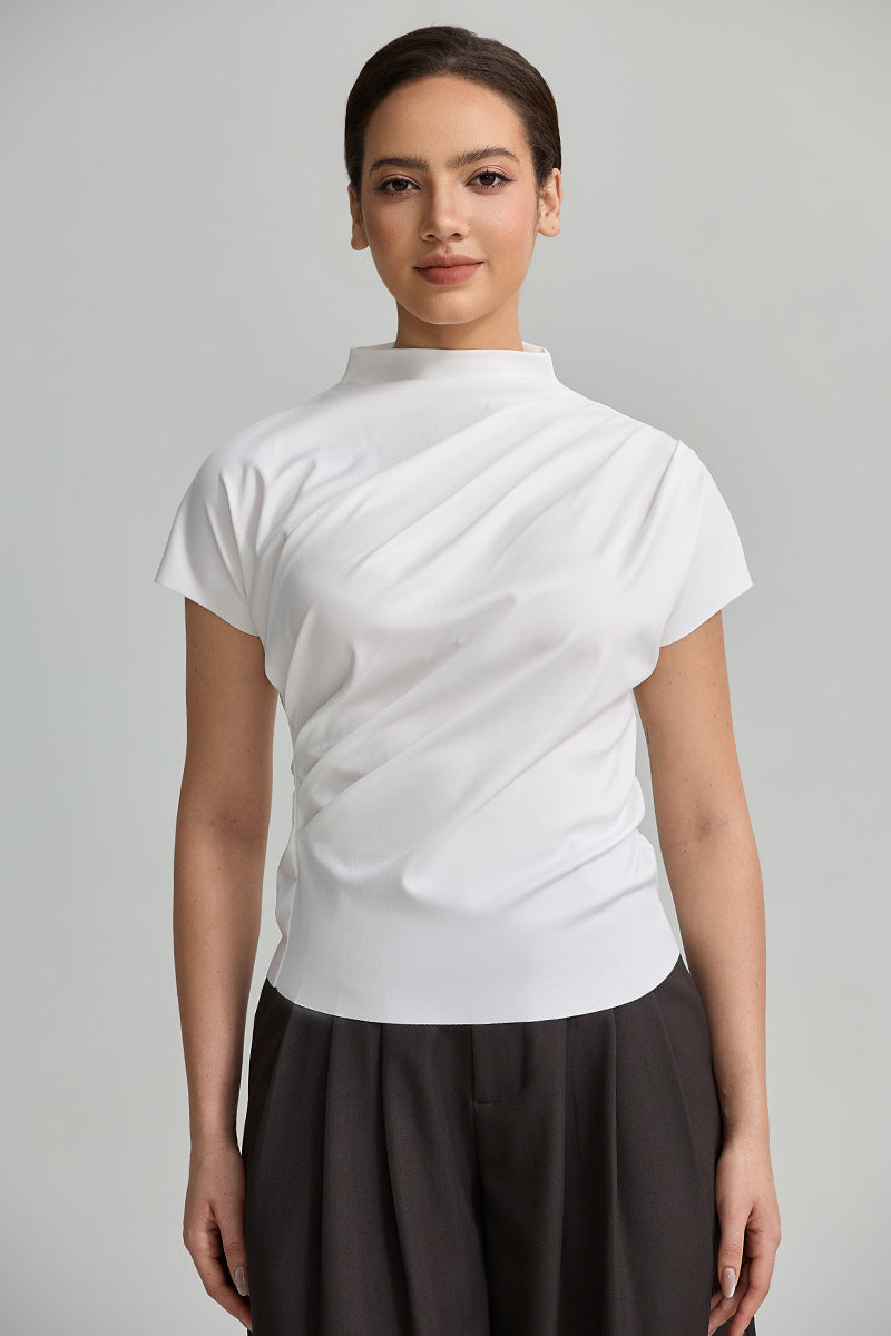 Draped Mock Neck Top