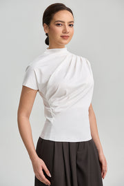 Draped Mock Neck Top