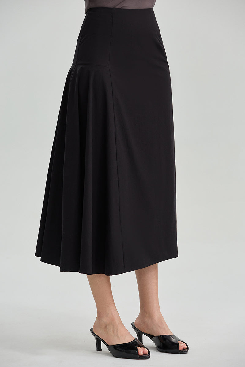 Side Pleated Midi Skirt