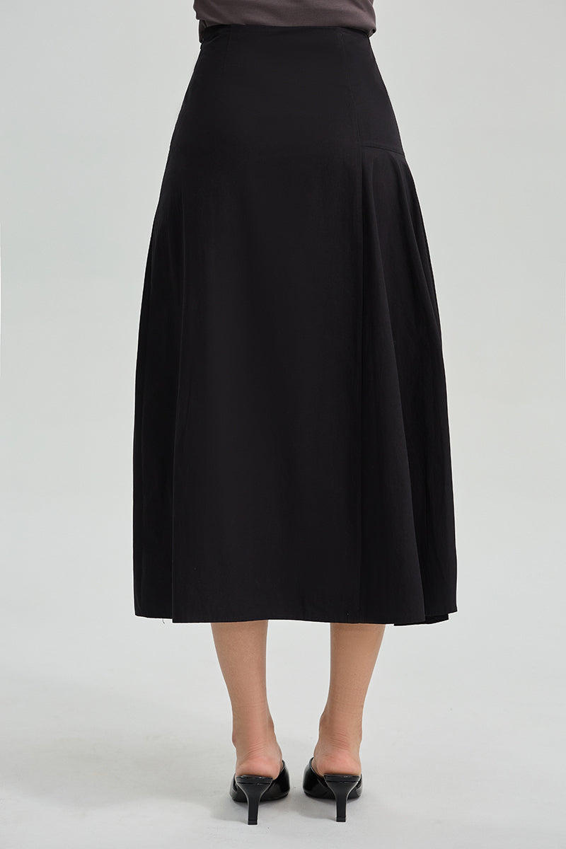 Side Pleated Midi Skirt