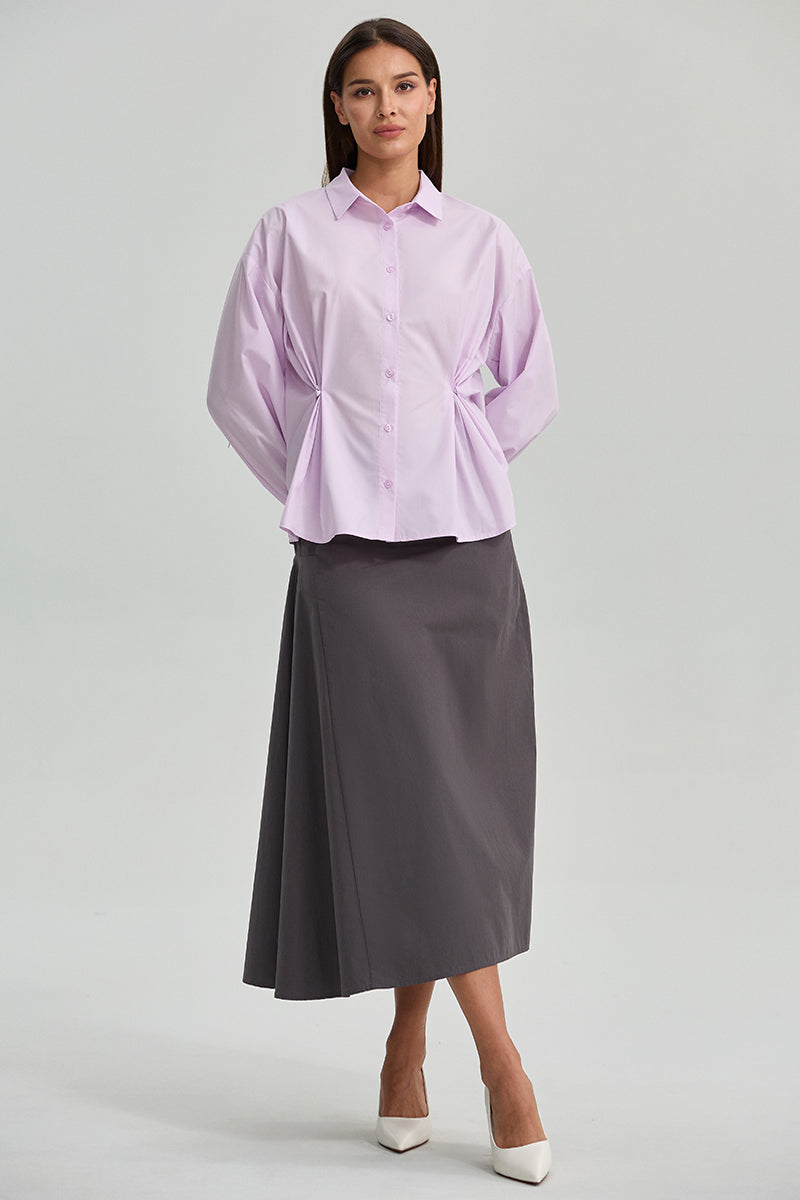 Side Pleated Midi Skirt
