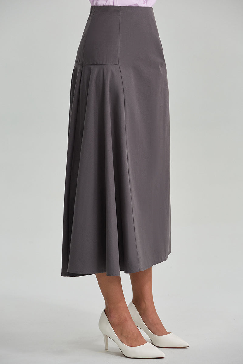 Side Pleated Midi Skirt
