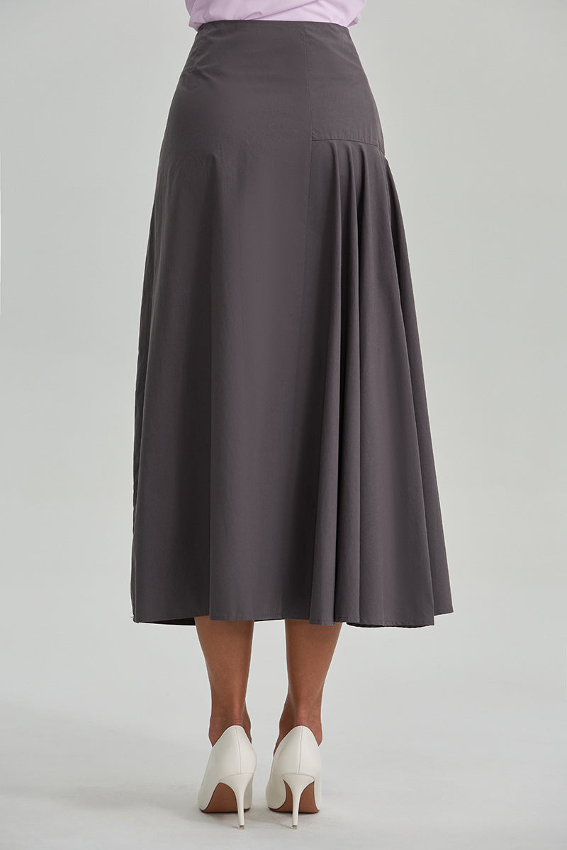 Side Pleated Midi Skirt