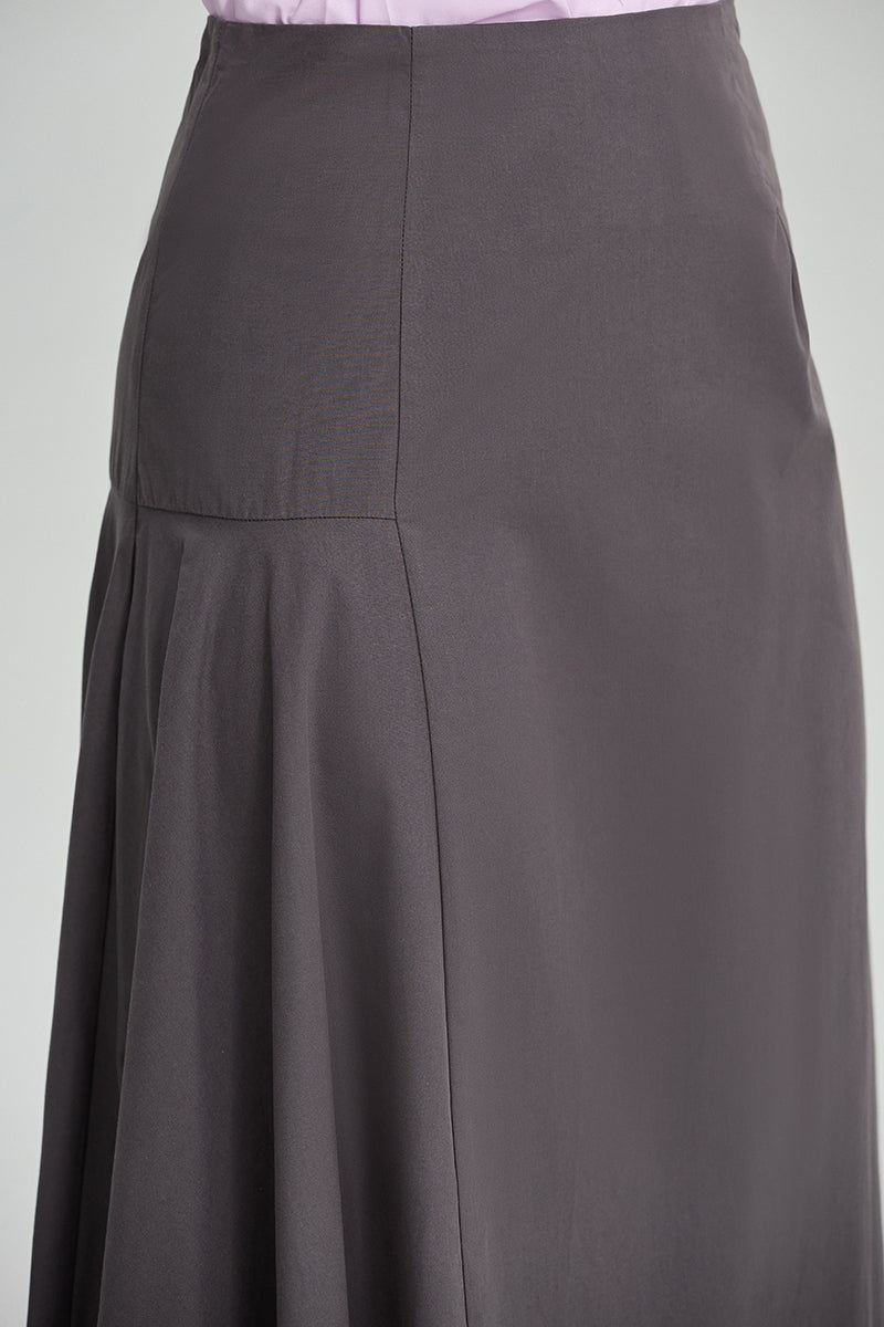 Side Pleated Midi Skirt