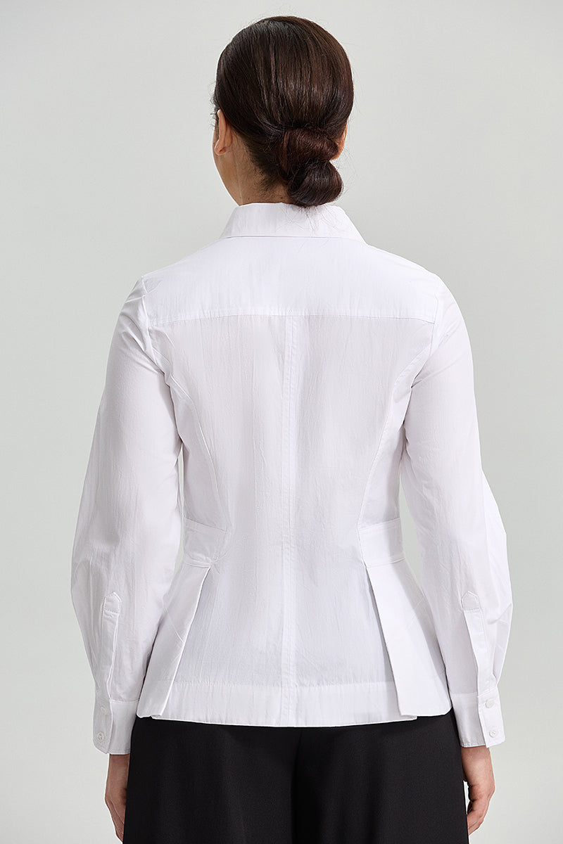 Tailored Peplum Long Sleeve Shirt