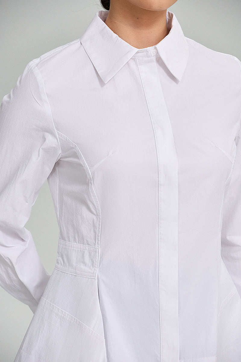 Tailored Peplum Long Sleeve Shirt