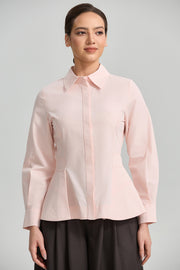 Tailored Peplum Long Sleeve Shirt